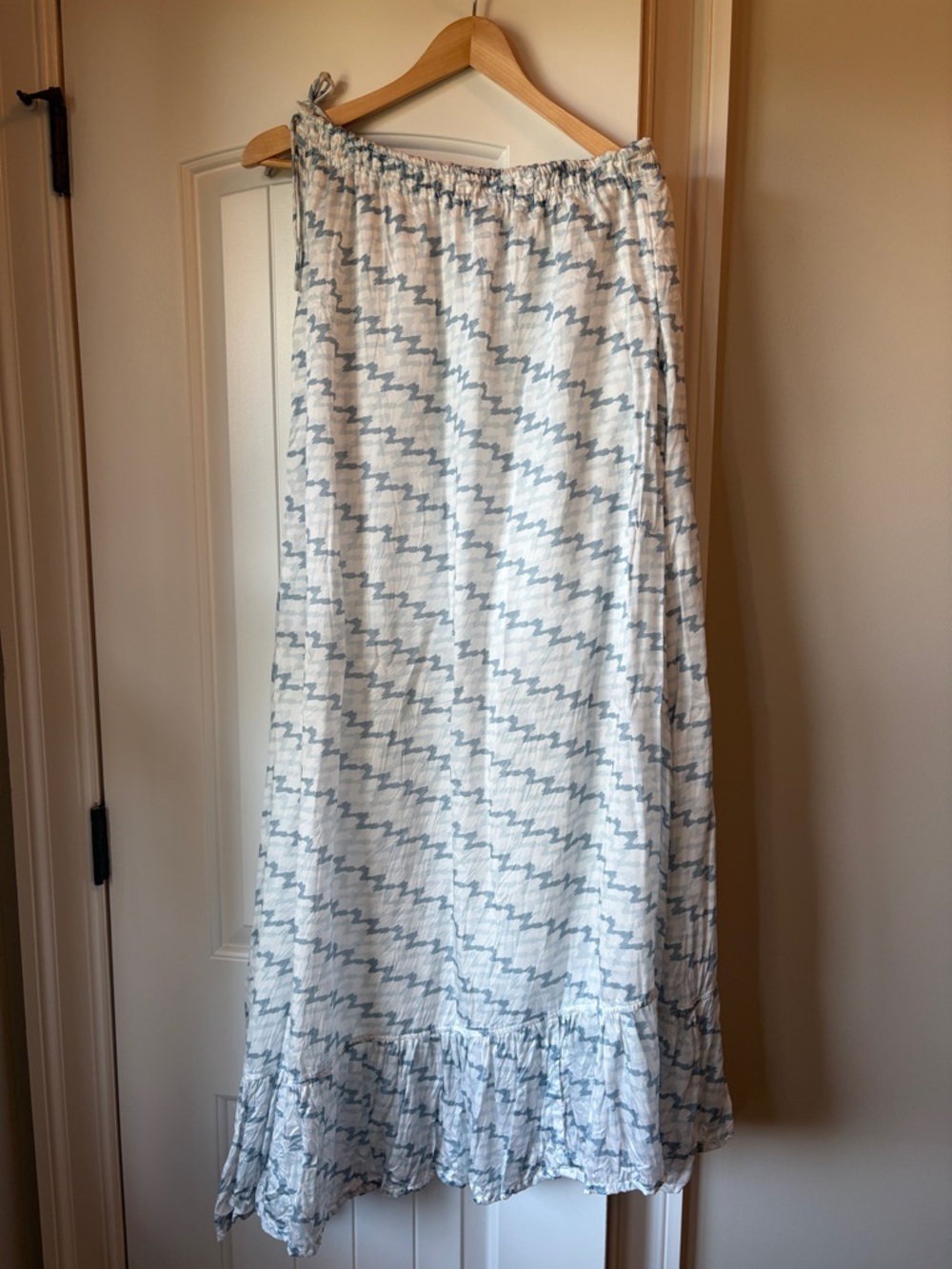 Light Blue One-Shoulder Maxi Dress with Ruffle Hem